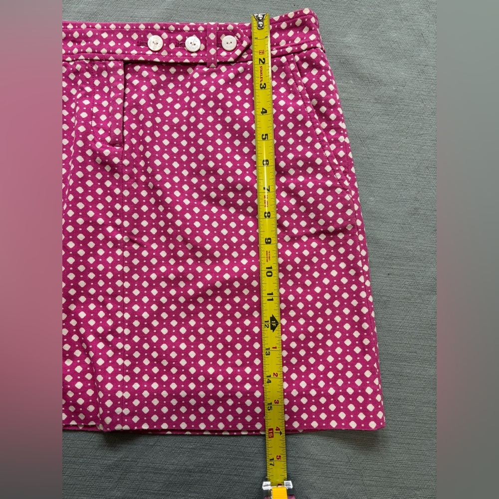 J. Crew Fuchsia Hot Pink and White Polka Dot Mini Skirt Canvas Size 2 - Picture 8 of 10